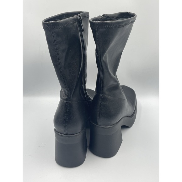 Steve Madden Katrina Boot Women 8.5M Black Square Toe Block Heel Platform Bootie - Picture 5 of 13